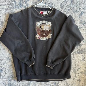 Vintage 90s Brown Embroidered Outdoor Eagle Lost Territory Crewneck Sweatshirt